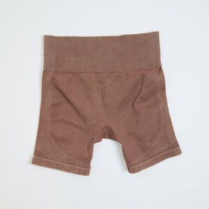 JoyLab High Rise Women's Athletic Biker Shorts | Ribbed Brown Size Medium